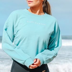 Cleo Harper cropped turquoise sweater S small